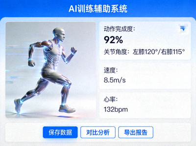 AI训练辅助系统操作界面 - 显示运动员3D动作分析与实时数据反馈